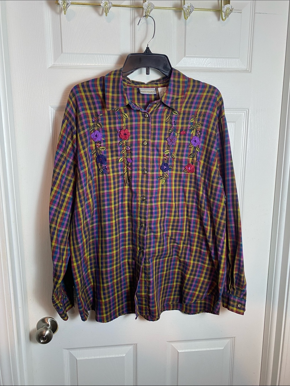 Napa Valley Women’s Multicolor Plaid Button-Up Shirt Size XL